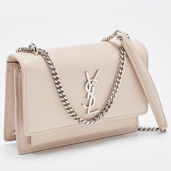 Saint Laurent Light Pink Leather Sunset Wallet On Chain - Picture 3 of 8